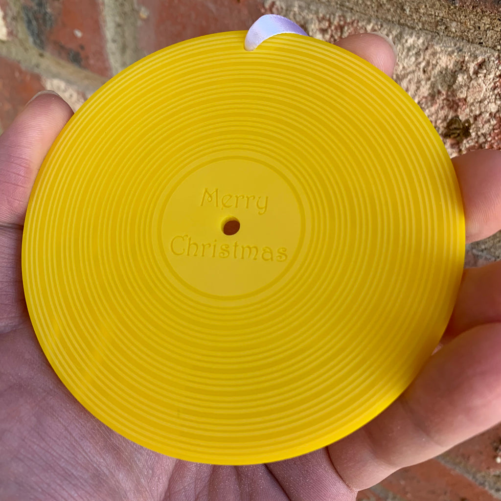 Vinyl Record Christmas Ornament Yellow Rustic Records