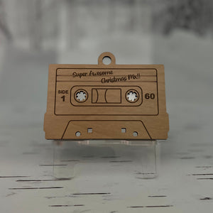 Wooden Cassette Tape/Mix Tape Christmas Ornament