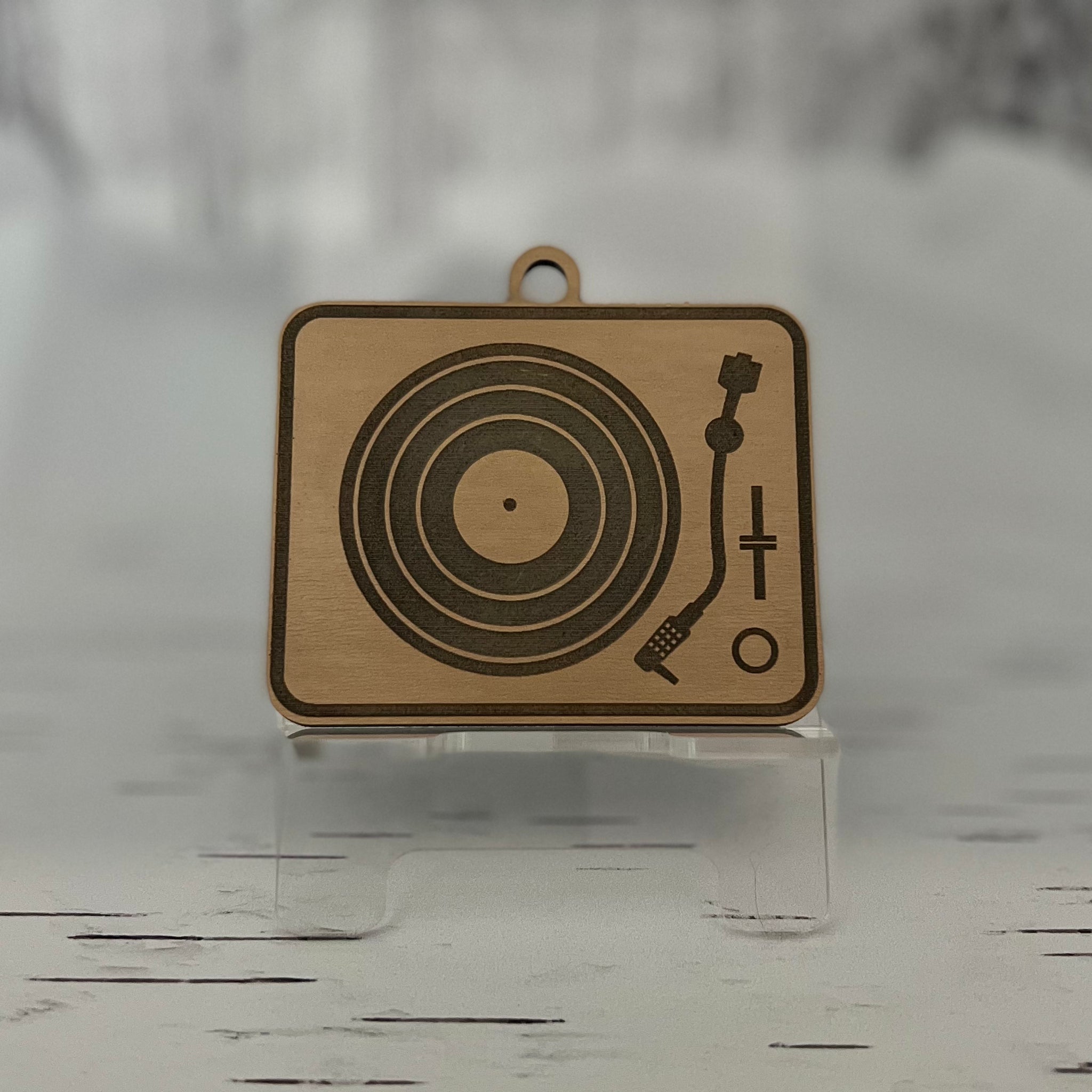 Wooden Turntable/Record Player Christmas Ornament