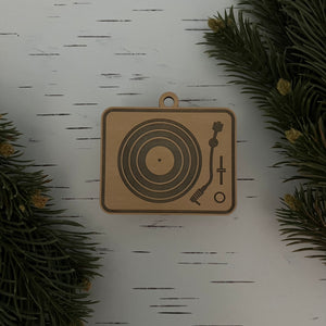 Wooden Turntable/Record Player Christmas Ornament