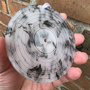 Vinyl Record Christmas Ornament - White With Black Swirl